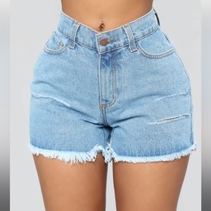 High Waist Distressed Denim Shorts